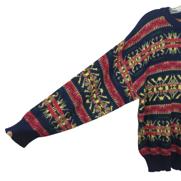 Vintage Apparel Workshop blue Sweater XL Geometric Southwestern Aztec 80s 90s - Picture 3 of 14